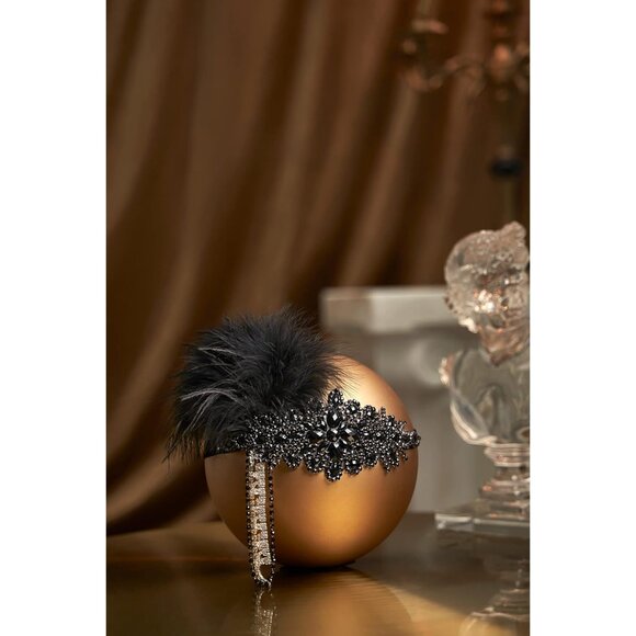 Women's 1920s Flapper Feather Headband with Rhinestones for Gatsby Party - Picture 2 of 5